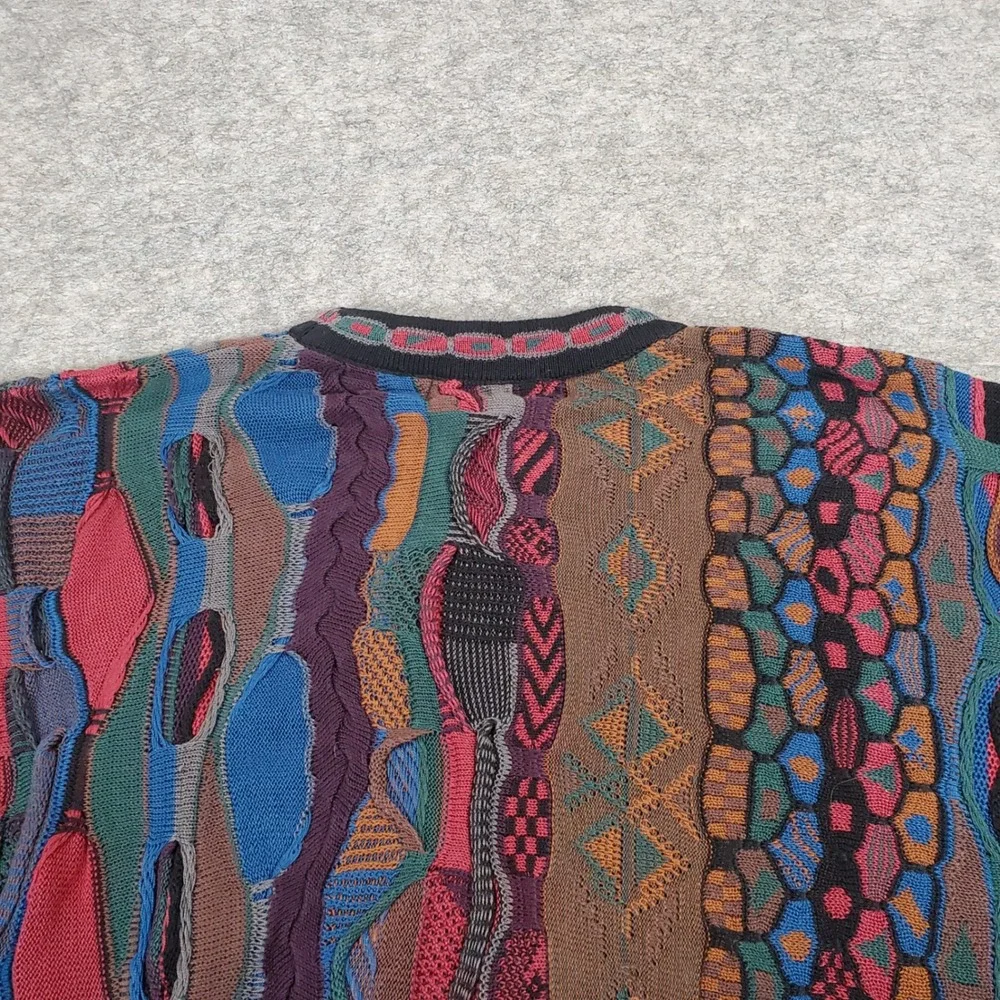 Tundra Sweater Mens Large Multicolor 3D Knit  Vintage Mercerized Cotton Canada
